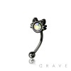 CZ KITTY CAT 316L SURGICAL STEEL CURVED BARBELL/EYEBROW